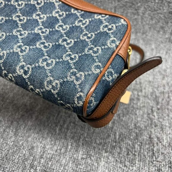 100% Authentic Gucci Ophidia GG Denim Mini Shoulder Bag - Picture 10 of 15